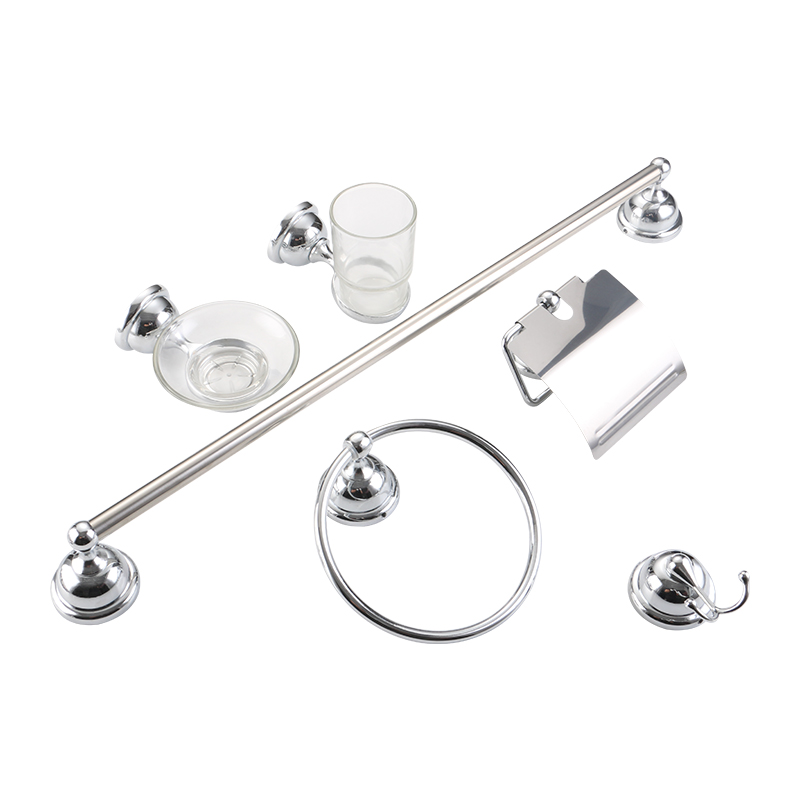 OJ-B2200LJ Socrú Crua-earraí Seomra Folctha Socraíonn Sealbhóir Barra Tuáille Folctha Chrome Set Accessories Folctha Balla Feistithe